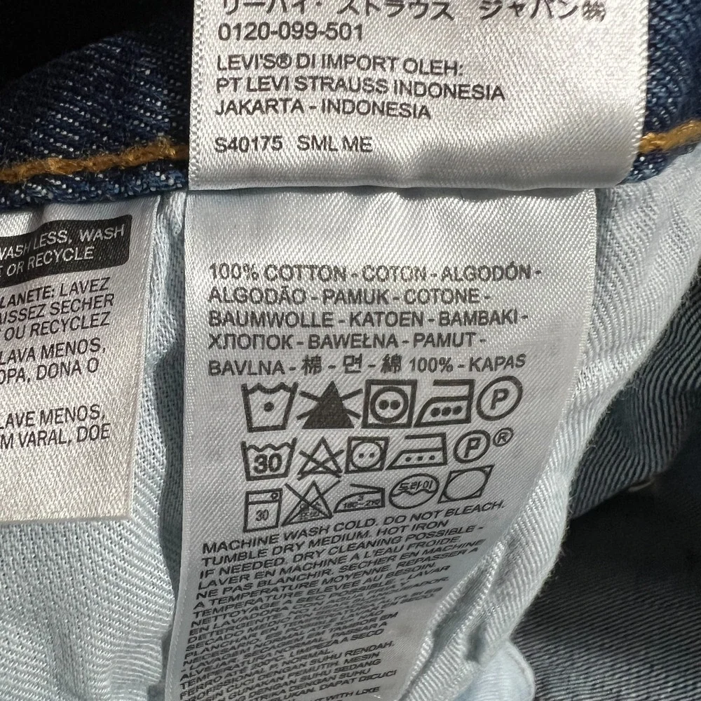 Levis 501 Jeans Mens 44x34 Big Tall Button Fly Straight Leg Blue Denim Original